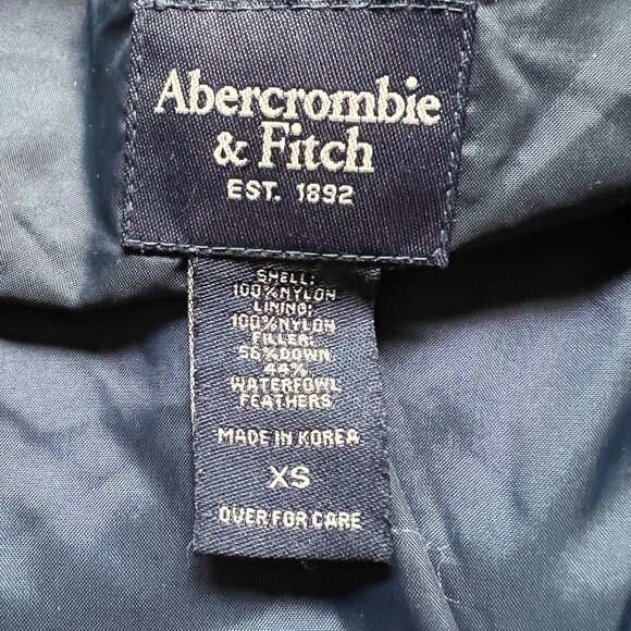 Abercrombie & Fitch Size XS Navy Blue Quilted Down Fill Full Zip Puffer Jacket - Picture 7 of 11